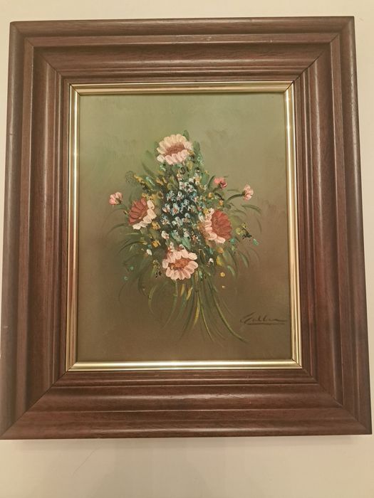 Tablou floral pictura pe pânză semnat