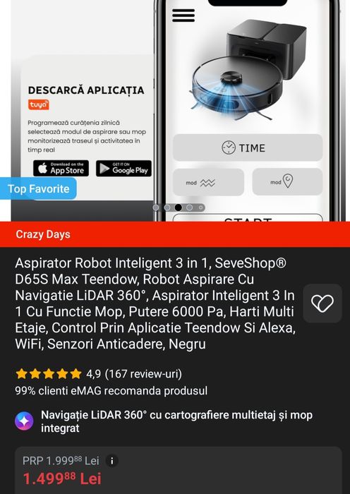 Aspirator robot inteligent