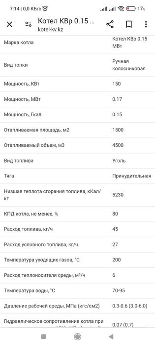 Котел длительного горения КСВр-0.15.