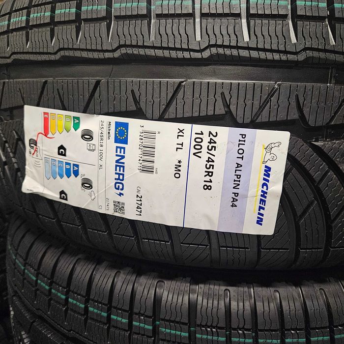 4 Нови зимни гуми 245/45R18 Michelin Pilot Alpin PA4 MO (*) XL 100V M+S 3PMFS с борд