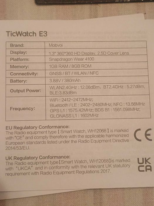 Смарт часовник ticwatch e3 wear OS