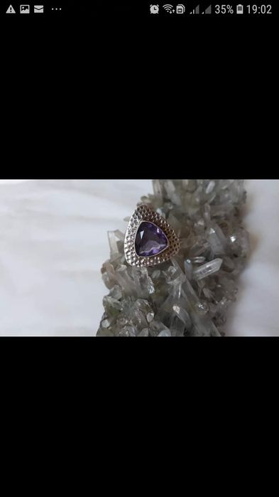 Inel argint 925 cu ametist, impecabil, mărime 17,5mm