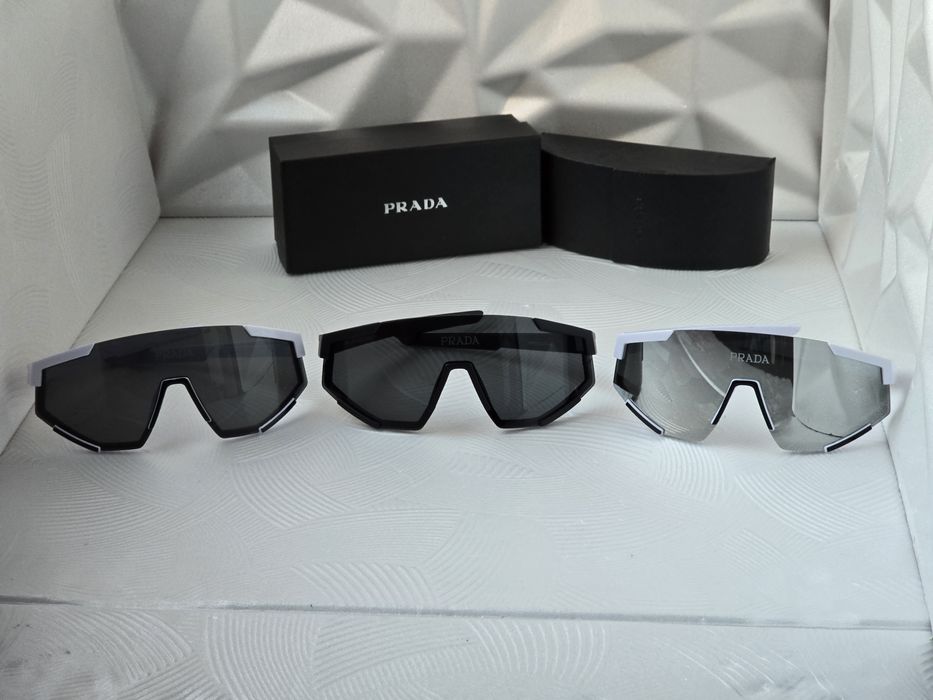 Мъжки слънчеви очила маска черни бели