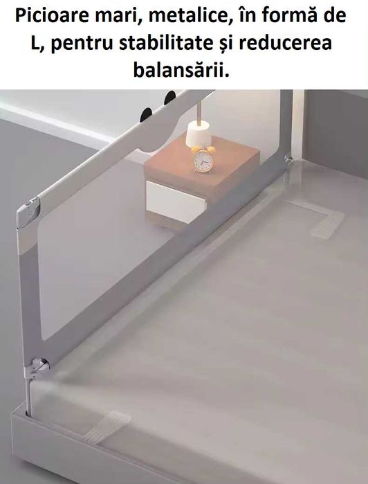 Barieră protecție pat copii pliabilă, metalică, 150 si 180 CM