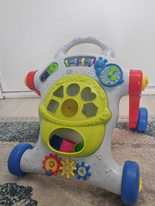 Antemergator bebe + Centru de joaca + PINGUIN de plus cu sunete albe