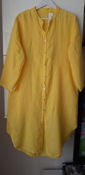 Rochie Puro Lino,din in 100%,noua galbena L
