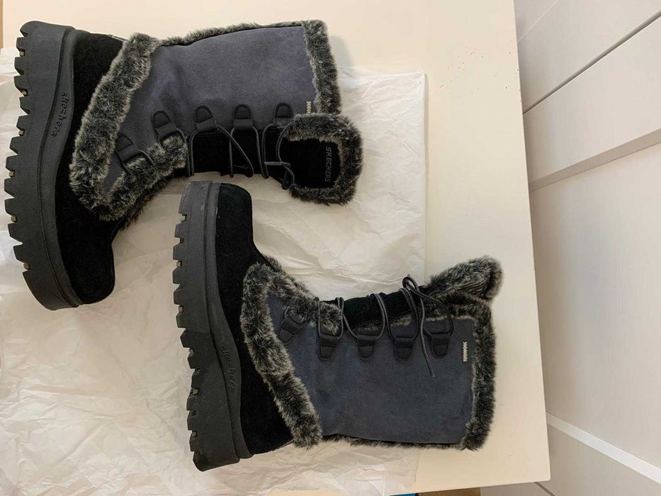 Cizme dama Skechers (snow boots) piele naturala marime 37.5 (24.5 cm)