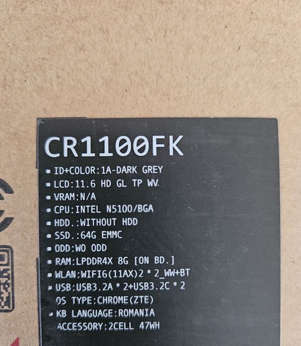 Laptop ASUS Chromebook Flip CR1100FKA-BP0160 – Intel N5100 / 8GB RAM / 64GB / Touch / Wi-Fi 6