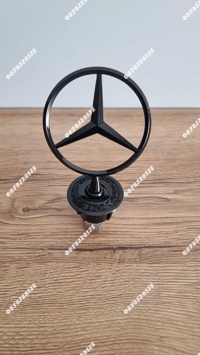 Емблема тип мерник за Mercedes-Benz 43мм черен гланц