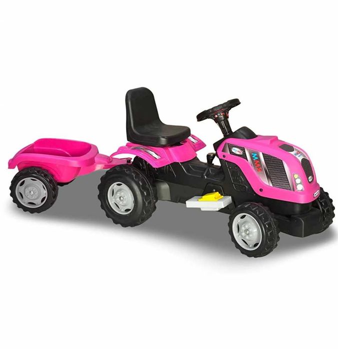 Tractor electric cu acumulator si remorca Micromax MMX Pink