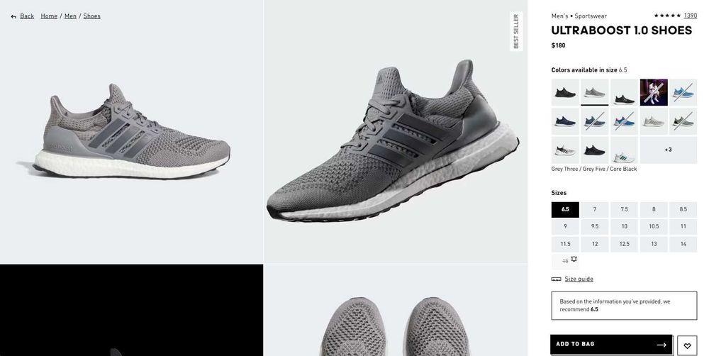 Оригинальные Кроссовки Adidas UltraBoost 1.0 (39 размер/6.5 US)
