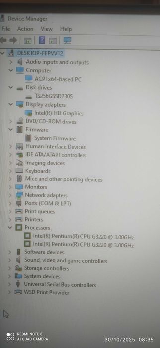 Настолен компютър Intel Pentium G3220 3.00 GHz 8 GB RAM, SSD 256 GB