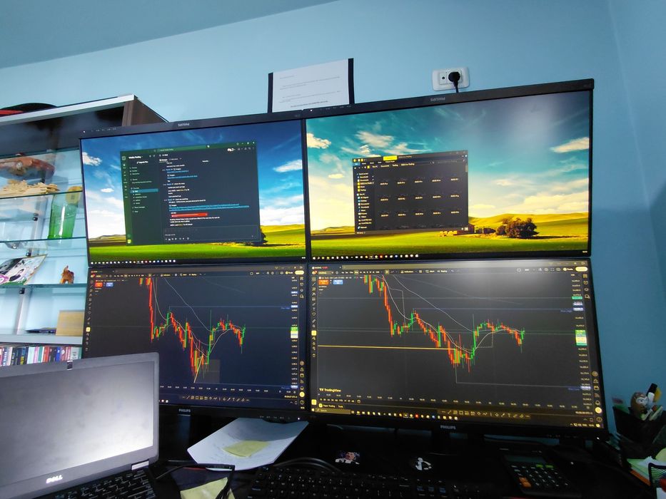 2 monitoare 27" + Suport 4 monitoare