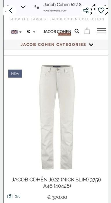 Pantaloni Slim fit Jacob Cohën Style 622, bărbați - W33, Italia