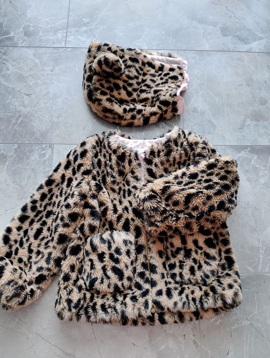 Детско леопардово плюшено яке с махаща се качулка  110-116 H&M