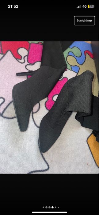 Cizme peste genunchi din mat textil