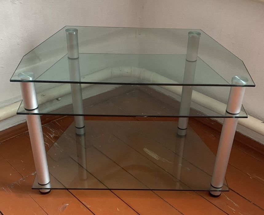 Стеклянная угловая тумба