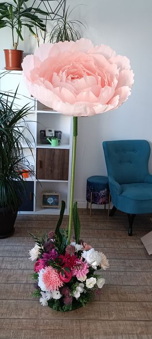 Flori gigant roz handmade, 3 bucăți