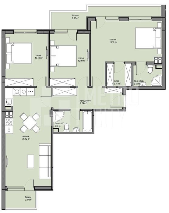 Продава се Четиристаен апартамент в София, Красна поляна 2 - 135 кв.м за 1554 €/кв.м - Снимка #2