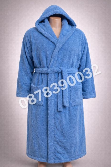 Памучни хавлиени халати с качулка големи размери