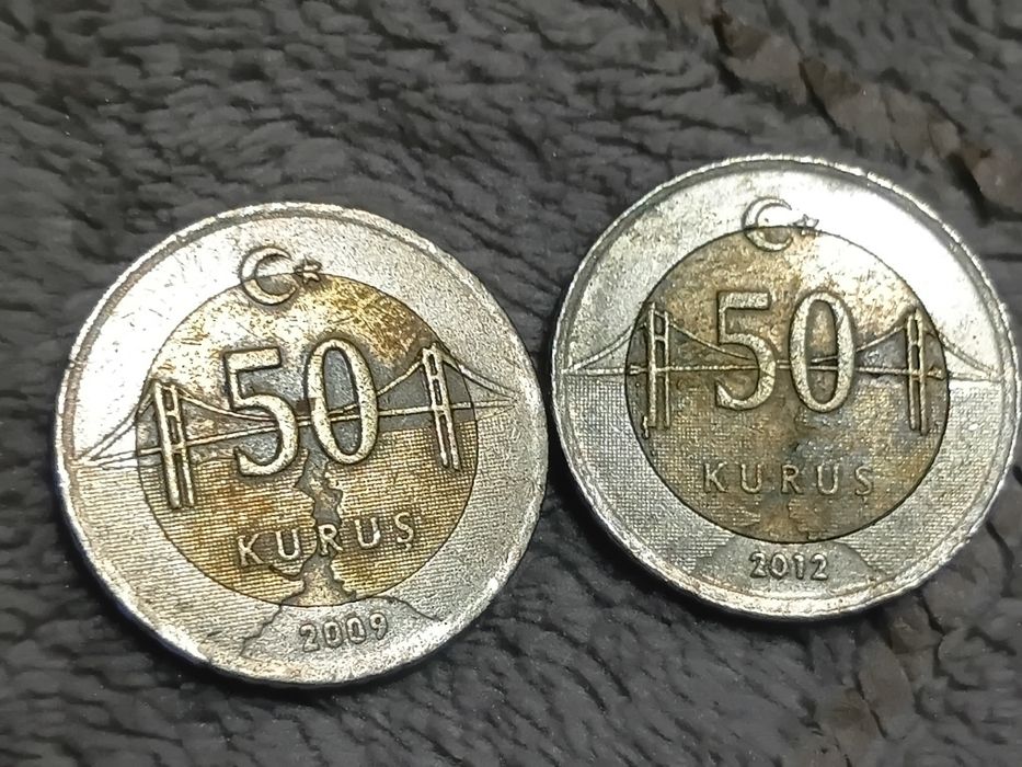 2 монеты 50 куруш туркия