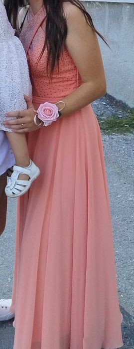 Официална рокля цвят праскова