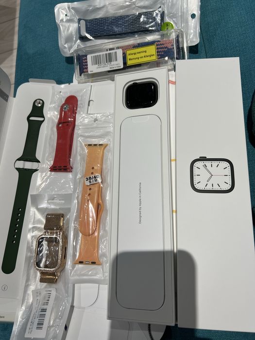 Apple Watch Seria 7, 41mm, Green Aluminium+7 curele