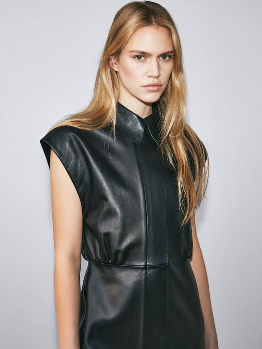 Rochie din piele Massimo Dutti Limited Edition