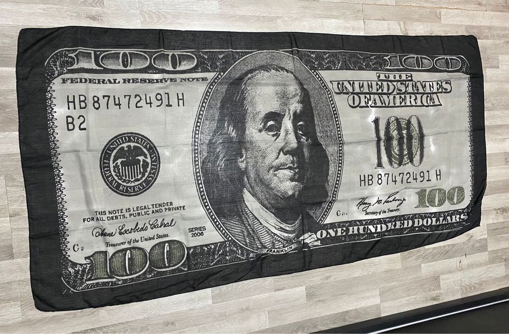Esarfa 100 dolari batic Benjamin Franklin steag poster textil xxl