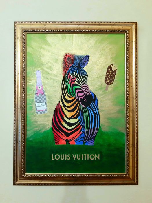 Ръчно рисувана картина Lous Vuitton с акрилни бои върху платно.