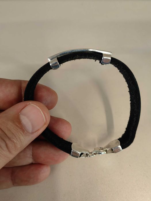 Мъжка сребърна гривна, гривнакожа със сребро, подарък за мъж