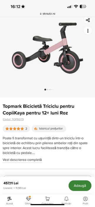 Tricicleta Kaya 4 in 1, Topmark