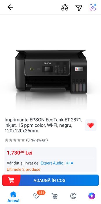Imprimanta color CISS Epson ET-2871 WiFi