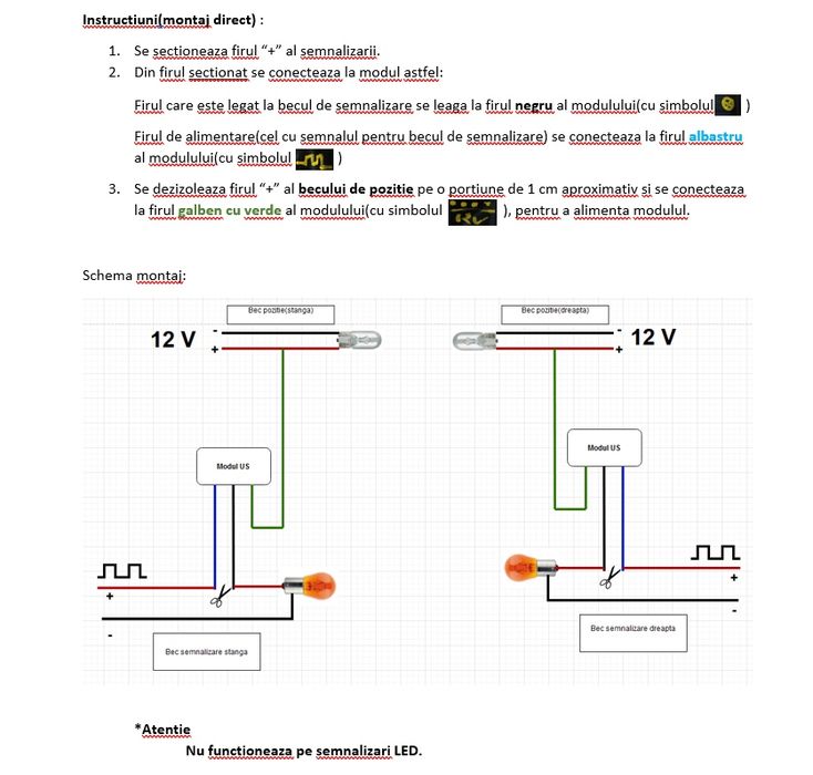 Module semnalizare US STYLE/conectori/schema montaj