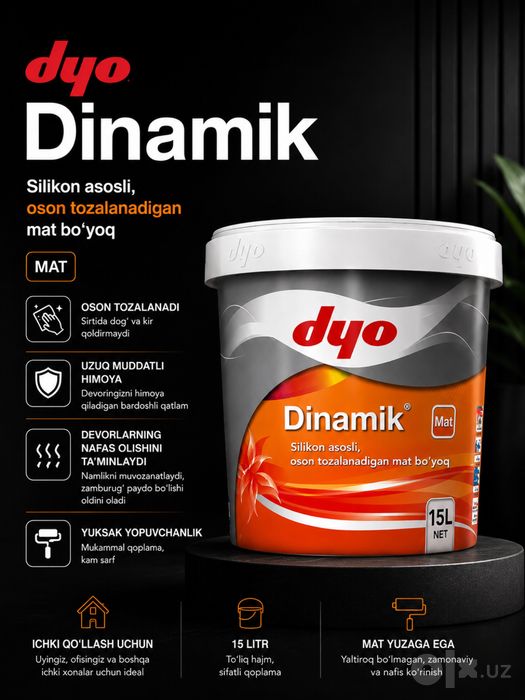 Водоэмульсионная краска "Dinamik Matt" для внутренных отделок