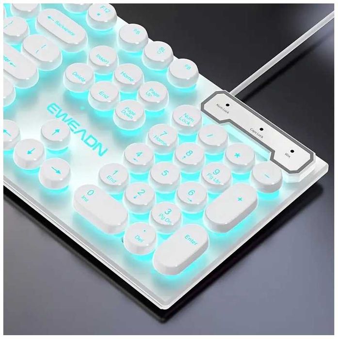 Ретро Панк Игровая Клавиатура - 104 Клавиши, Синяя Подсветка