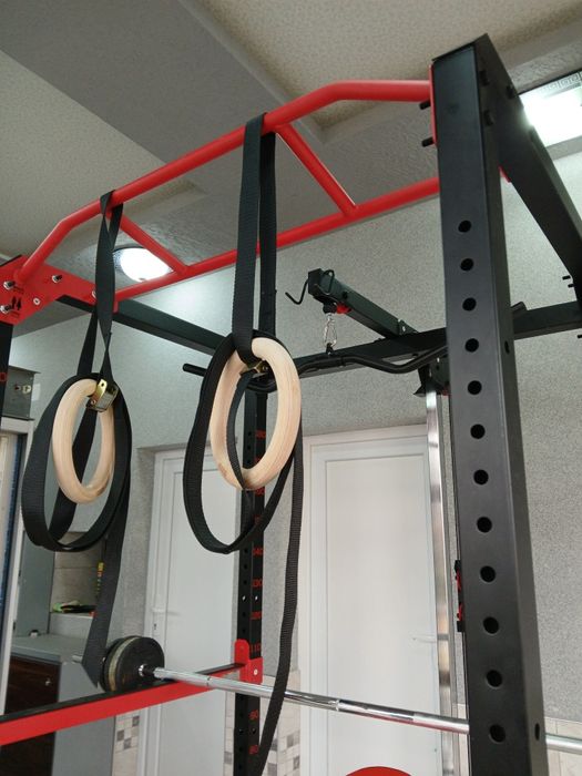 Уникална Фитнес клетка, скрепец, лост, тежести, гумена стелка, стойки