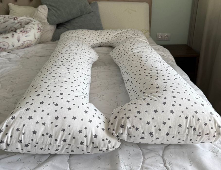 Възглавница за бременни, U-образна, Сваляща се калъфка, 100% памук