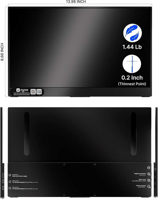 Преносим монитор Ingnok 15.6" FHD 1080P и интелигентен калъф за монитор