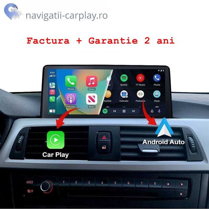 Ecran mare BMW seria 1, 3, 4 cu touchscreen, CarPlay și Android Auto