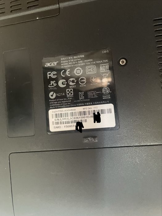 Vand laptop acer aspire 5750 series