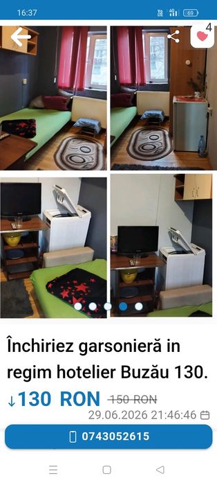 Închiriez apartament și garsonieră in regim hotelier BUZĂU  300 NEGOCIABIL