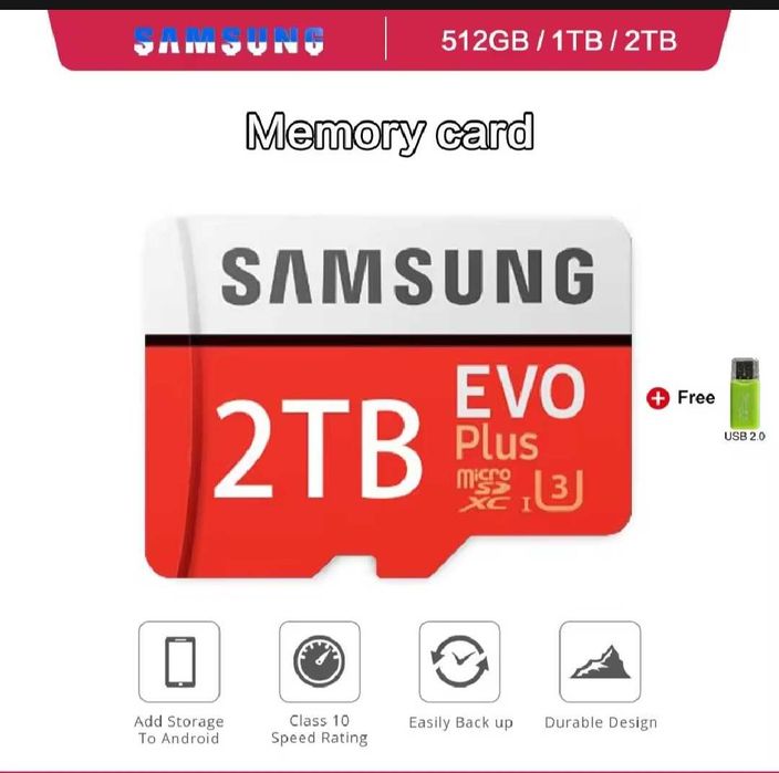 Samsung EVO Plus 2TB MicroSDXC Micro SD Class 10 UHS-I U3 HD 4K Memory Card с безплатна доставка до Speedy автомат