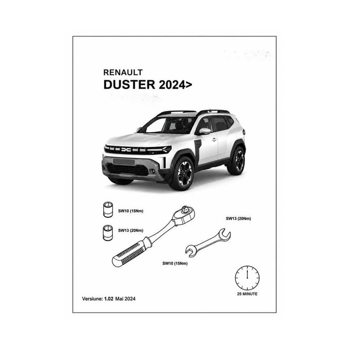 Bullbar auto fata negru mat compatibil Dacia Duster III 2024-> cu kit montaj Cod: 6166D3