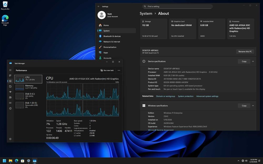 Мини компютър (thinclient) HP T620 Quad core, 120/8gb