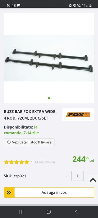 Rod pod fox ranger mk2 cu 3 posturi + buzz bari extra wide de 4
