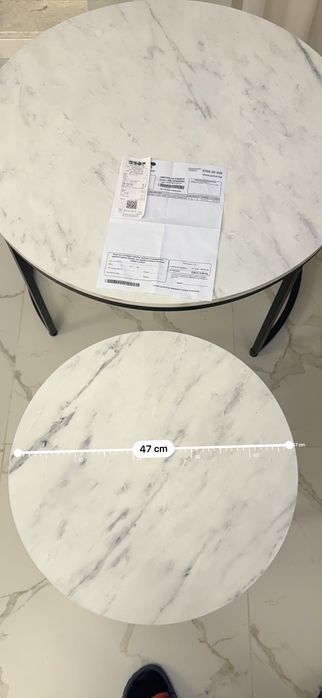 Комплект от 2бр холни маси Дион / Бял ефект мрамор , мерен.