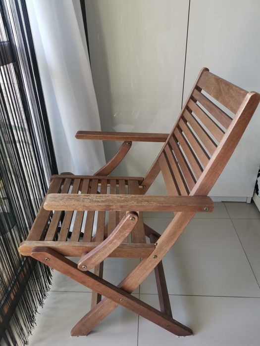 Scaune terasă pliable din lemn și perne-4 bucăți