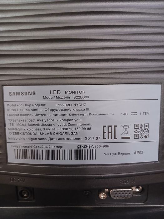 SAMSUNG 22 talik monitor 500 000 sum