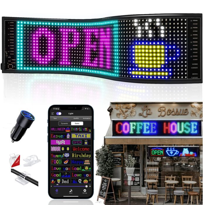 Panou LED Matrix Flexibil RGB, Control Aplicatie, Afisaj Publicitar 374x92mm,devil evies